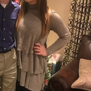 Zara silver ruffled dress